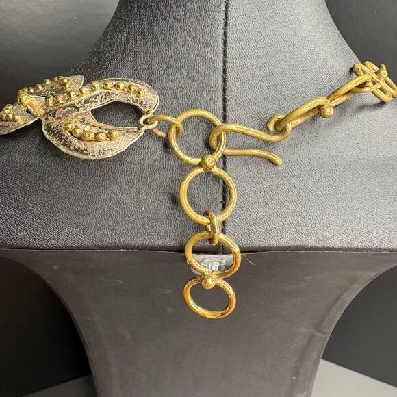 IXEL Handmade Brutalist Necklace Silver and Gold Necklace Made In Mexico Choker - Picture 2 of 5
